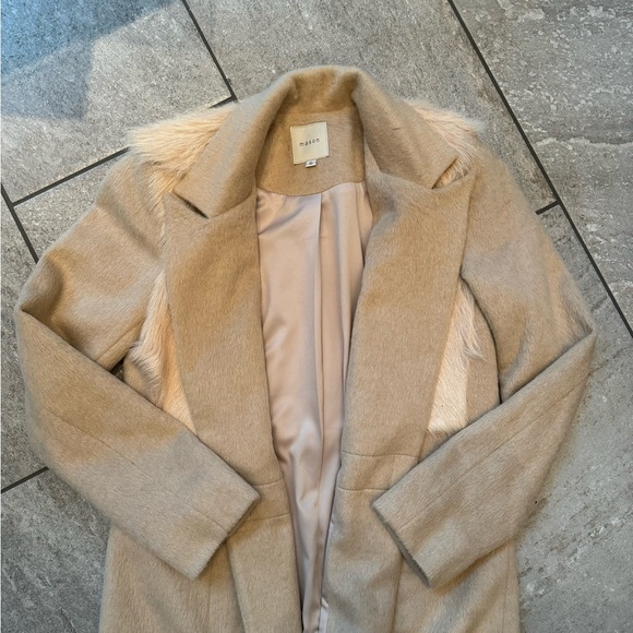 Mason by Michelle Mason Goat Fur Coat in Sand, Size 6 - Picture 6 of 10
